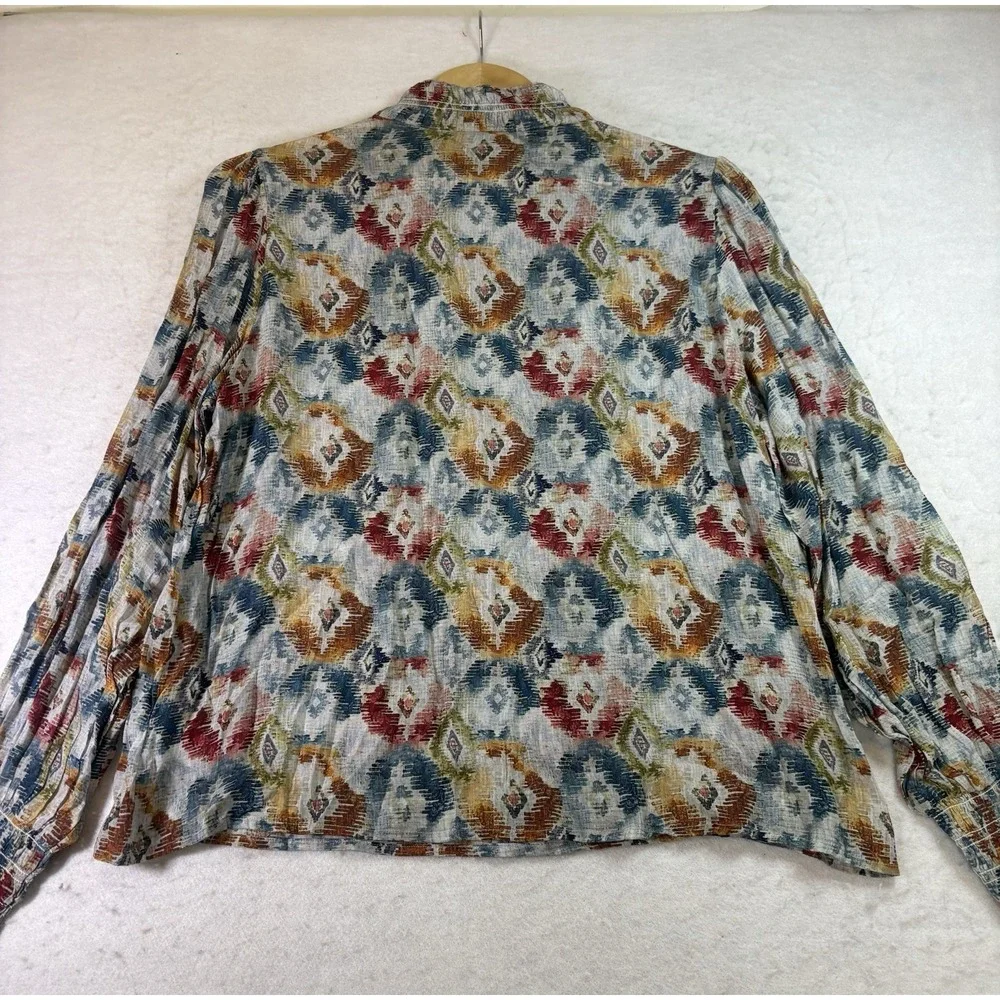 APNY Women's Tunic Top Size Large  Long Sleeve Lightweight Colorful Boho Aztec